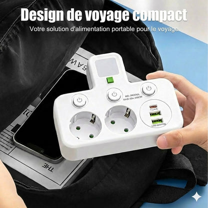 Multiprise gain de place avec éclairage et USB