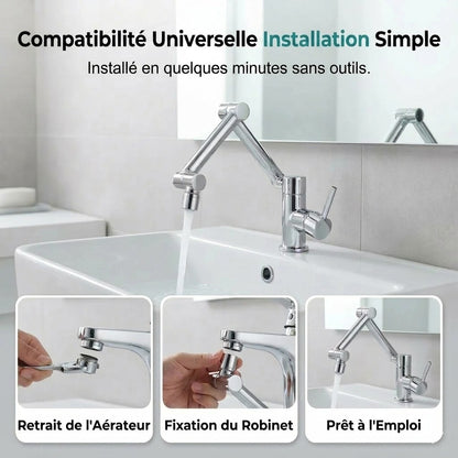 Extension de robinet rotative 1080° anti-éclaboussures avec 2 modes d'eau