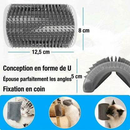Brosse de massage auto-nettoyante pour coin de mur pour chat