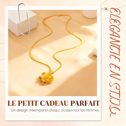 Collier élégant avec pendentif fleur en or