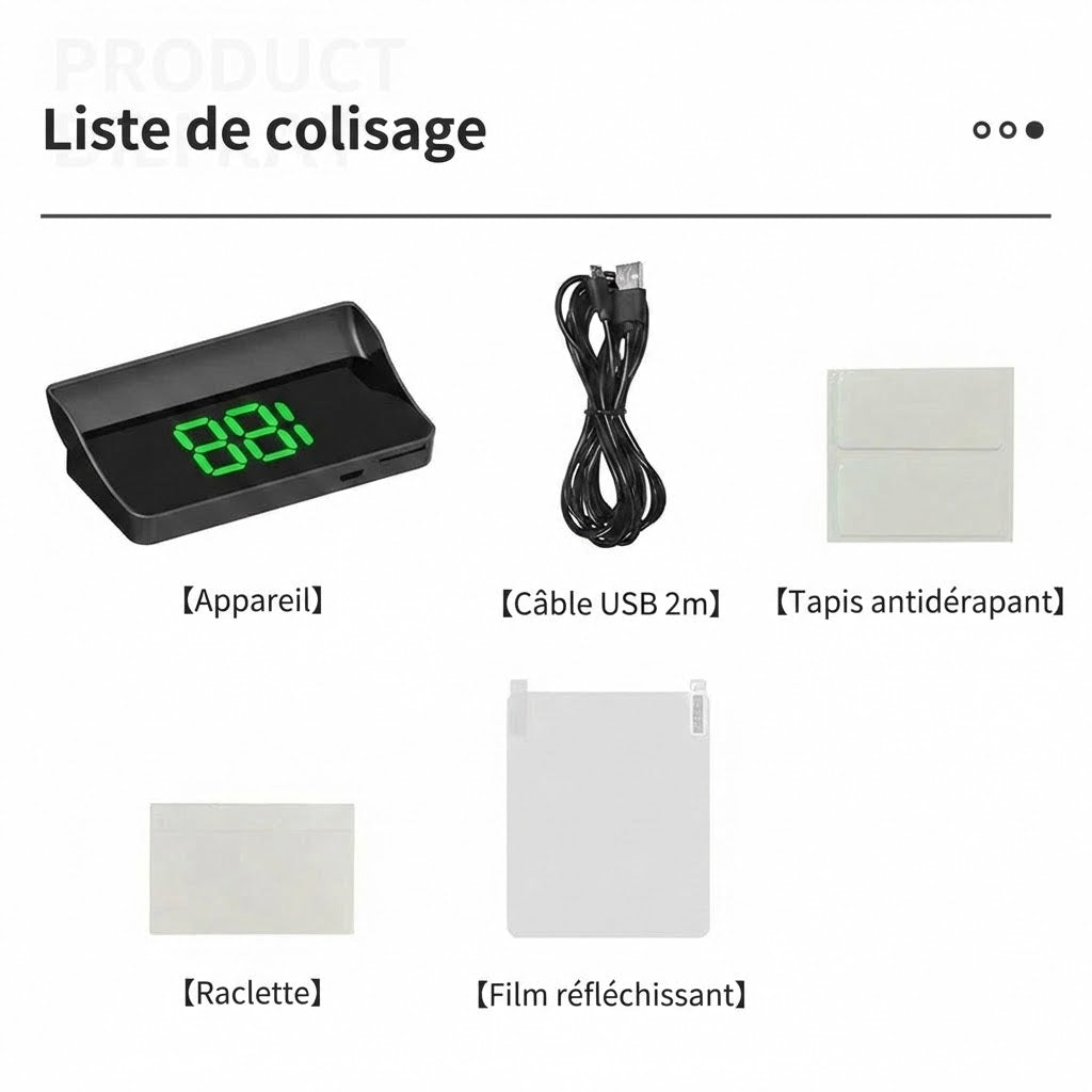 Compteur de vitesse avec affichage tête haute