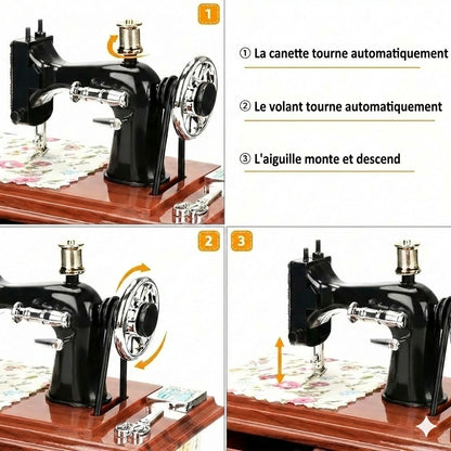 Boîte à musique mini machine à coudre en bois