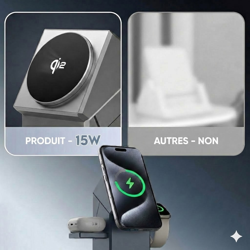 Station de charge sans fil magnétique pliable 3-en-1