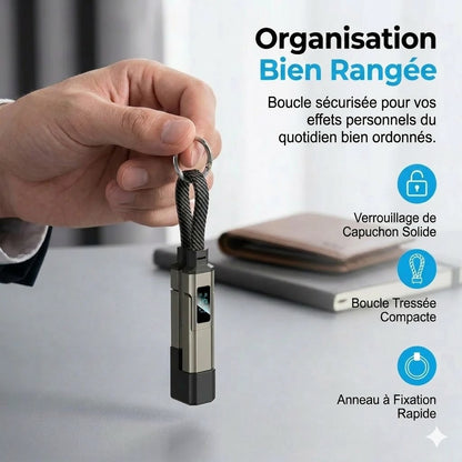 Câble de charge porte-clés 4-en-1 avec affichage numérique