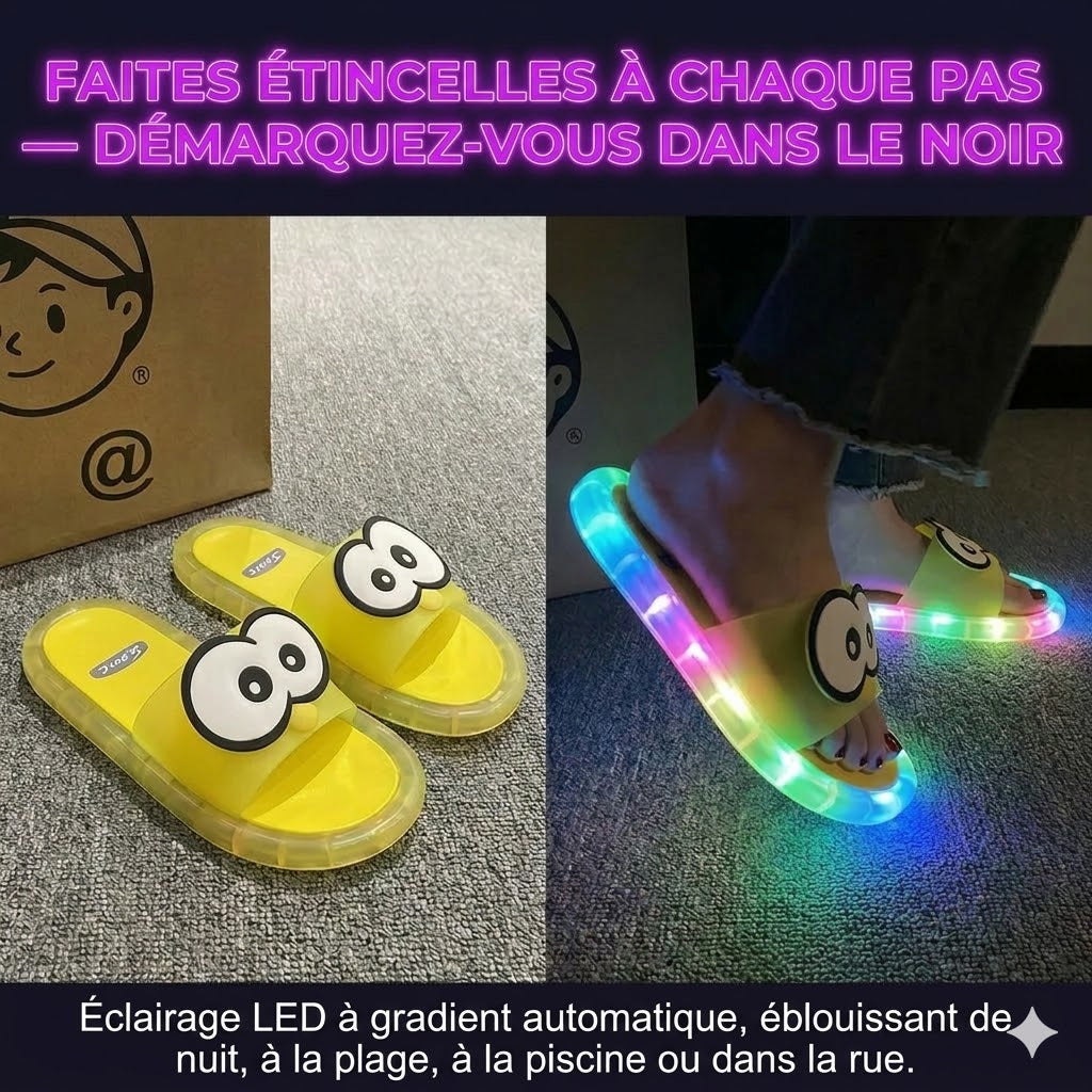 Chaussons mignons avec motifs de dessins animés lumineux