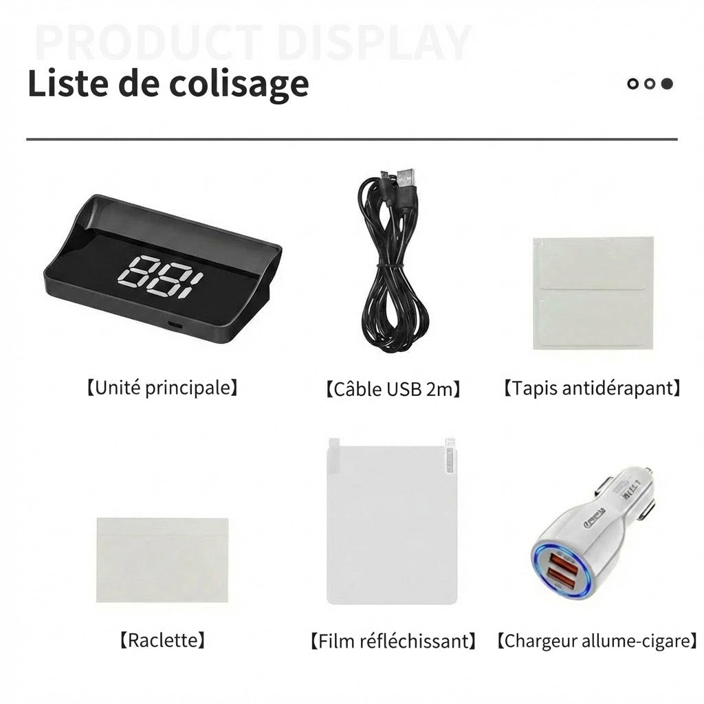 Compteur de vitesse avec affichage tête haute