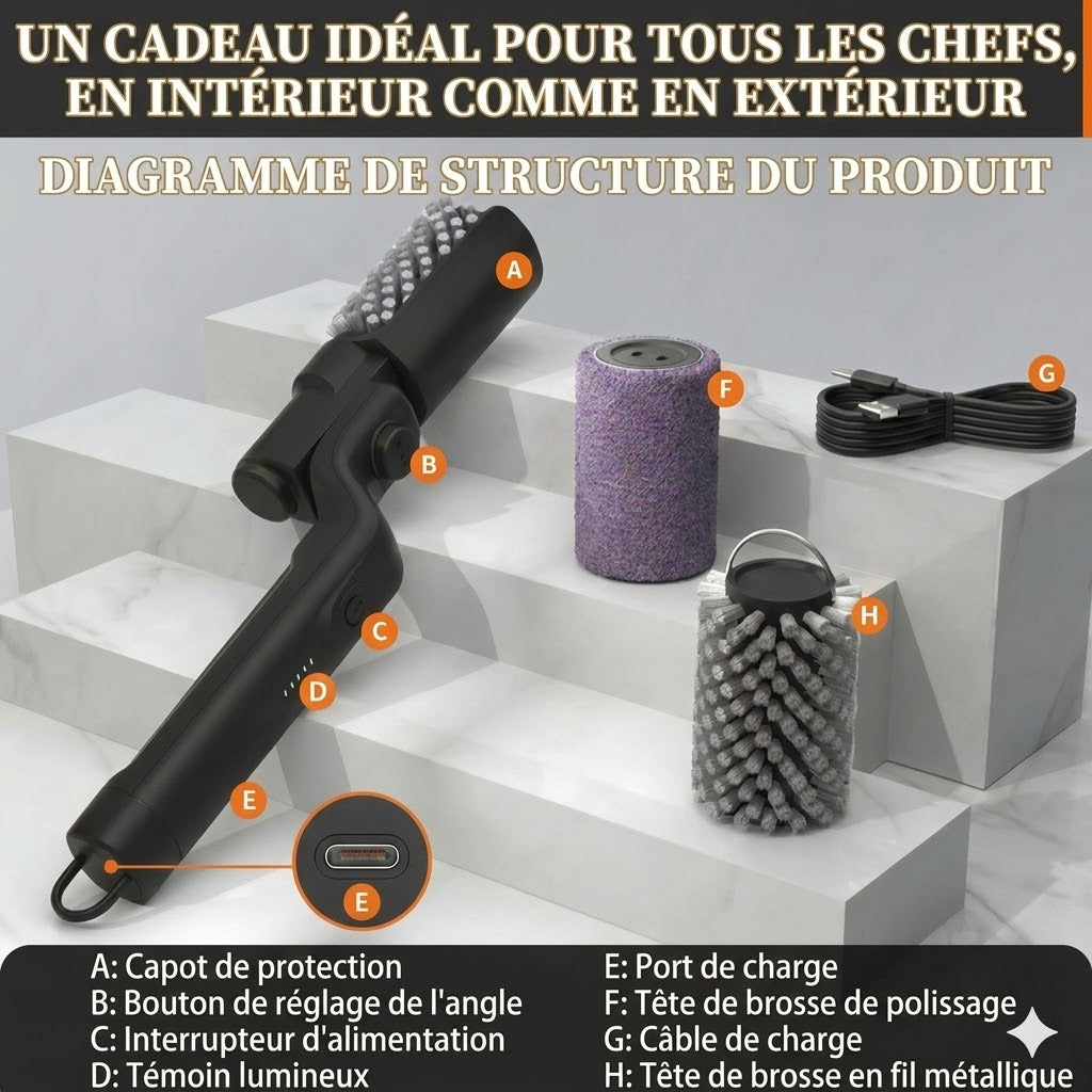 Brosse de nettoyage électrique sans fil pour barbecue