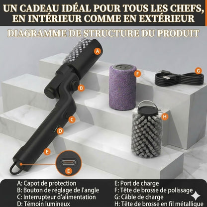 Brosse de nettoyage électrique sans fil pour barbecue