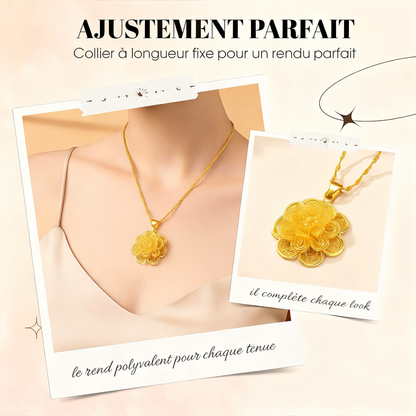 Collier élégant avec pendentif fleur en or