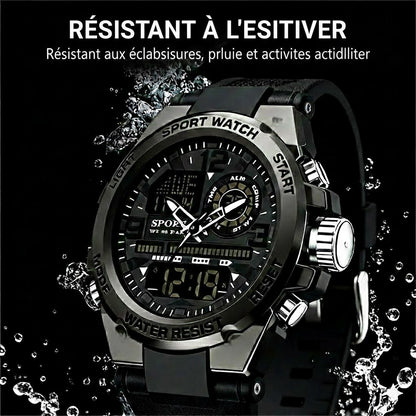 Montre de sport numérique avec éclairage nocturne (étanche)