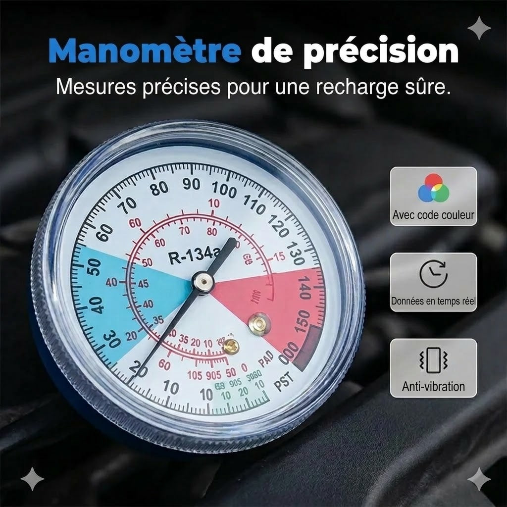 Flexible de recharge de climatisation R134a avec manomètre
