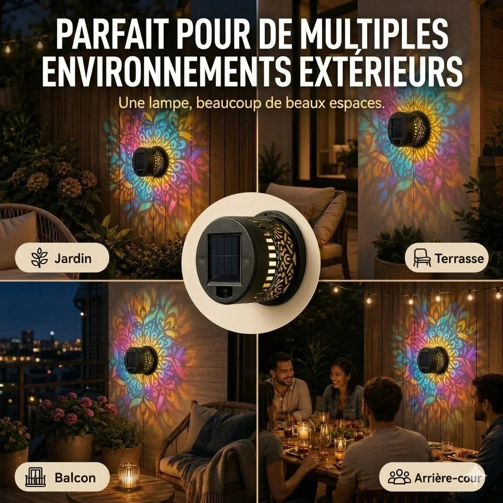 Lampe solaire Mandala – superbe projection & étanche IP65