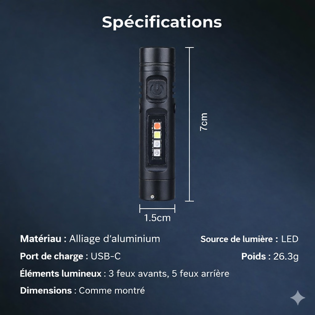Mini-lampe de poche multifonctionnelle en alliage d'aluminium