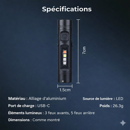 Mini-lampe de poche multifonctionnelle en alliage d'aluminium