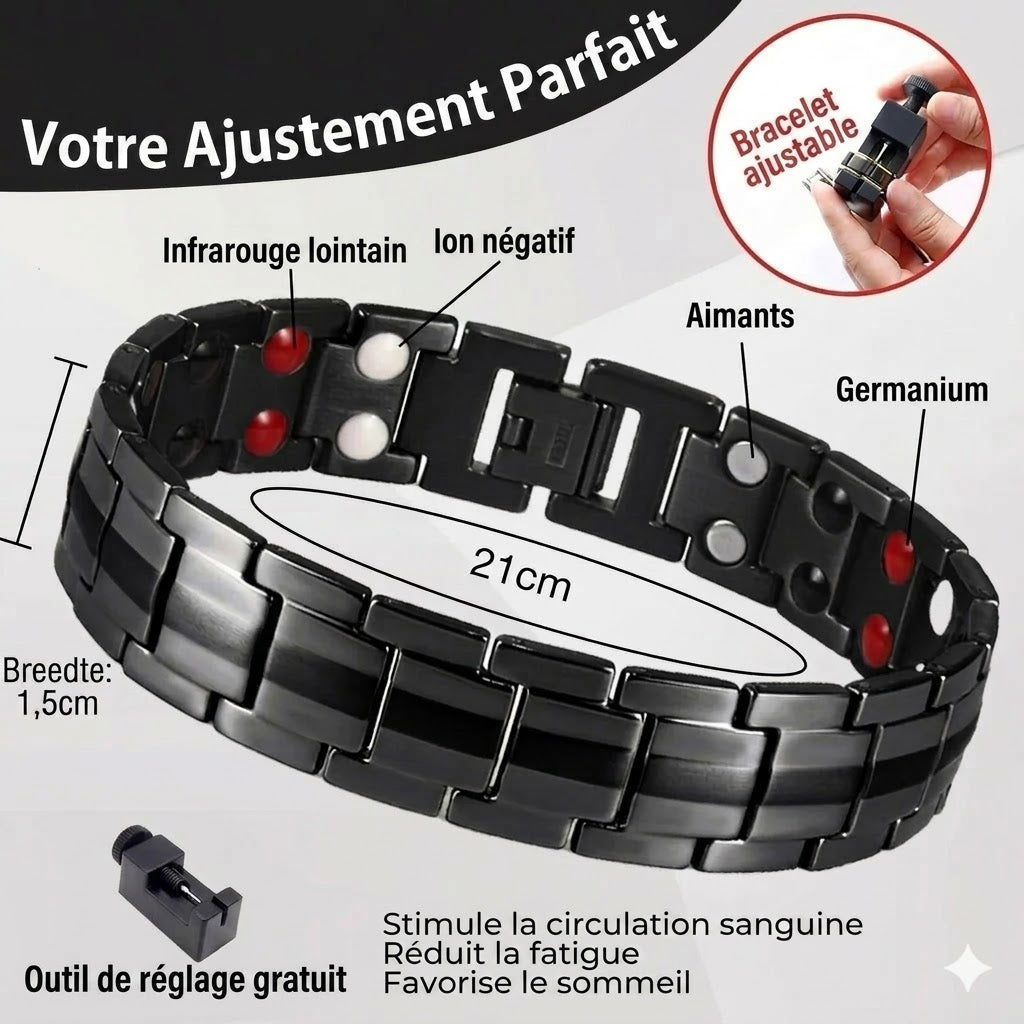Bracelet rétro pour homme avec croix et fermoir magnétique double rangée