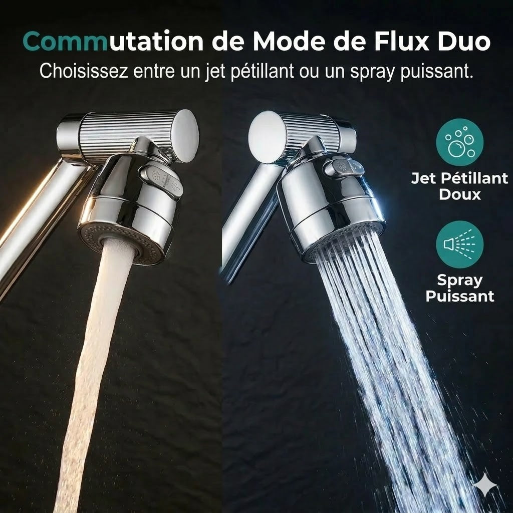 Extension de robinet rotative 1080° anti-éclaboussures avec 2 modes d'eau