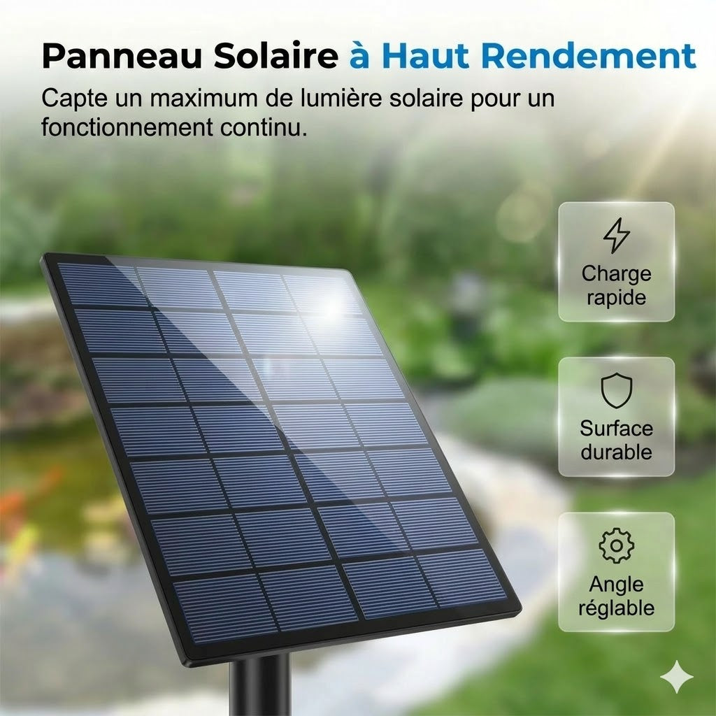 Aérateur de bassin solaire – Apporte de l'oxygène en continu pour les poissons et les plantes