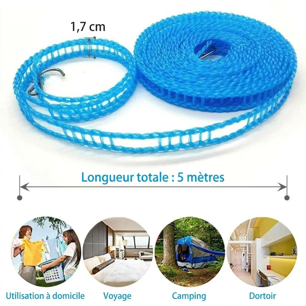 Corde à linge portable – s'accroche partout
