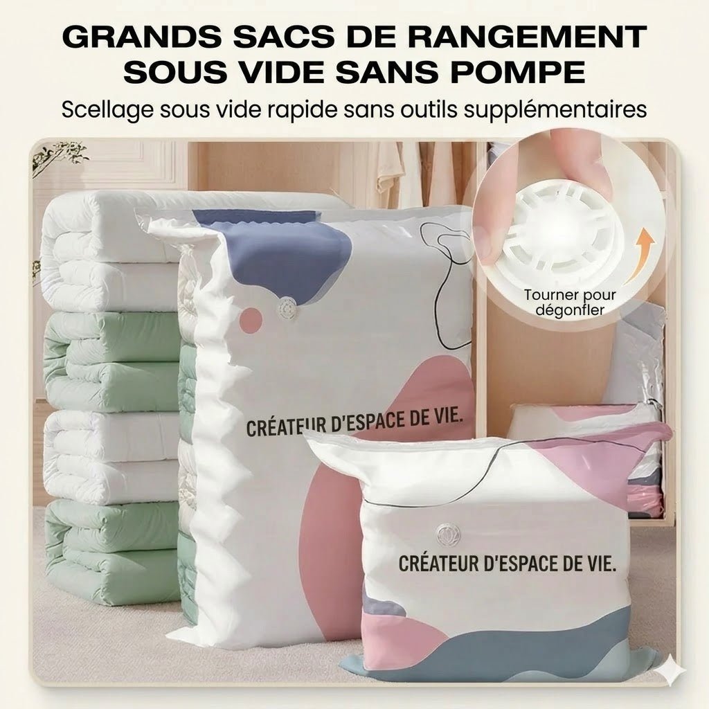 Sacs sous vide sans pompe