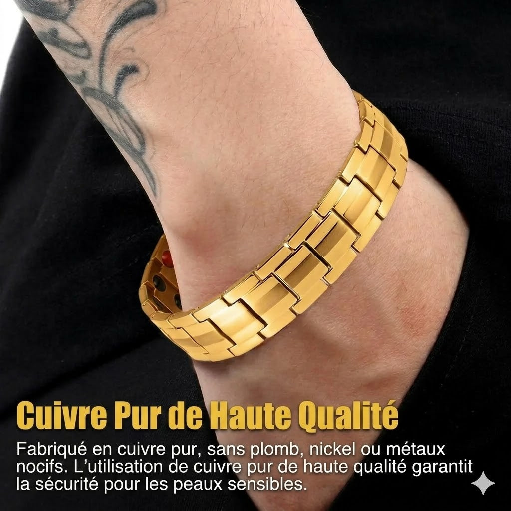 Bracelet rétro pour homme avec croix et fermoir magnétique double rangée