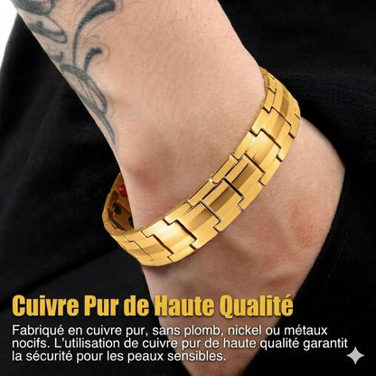 Bracelet rétro pour homme avec croix et fermoir magnétique double rangée