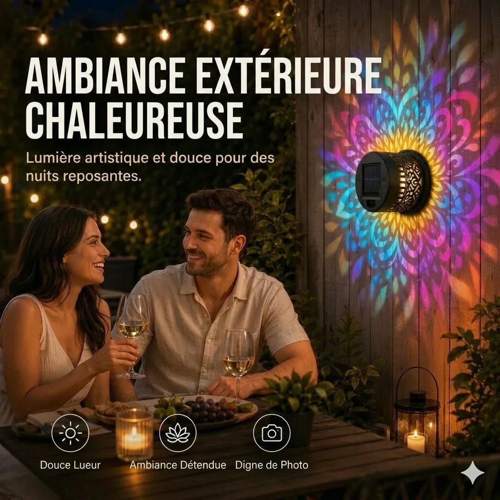 Lampe solaire Mandala – superbe projection & étanche IP65