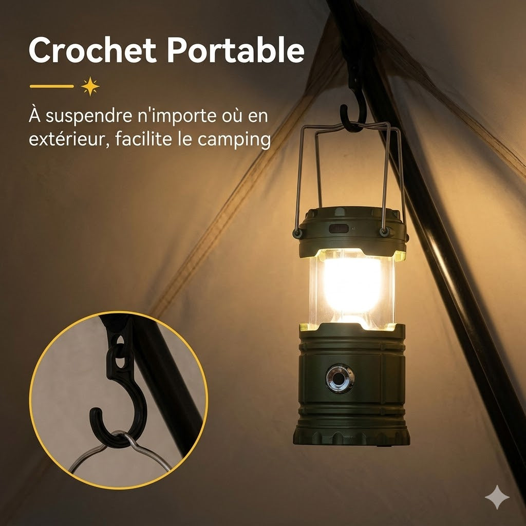 Lampe de tente solaire (Lanterne de camping LED rechargeable par USB)