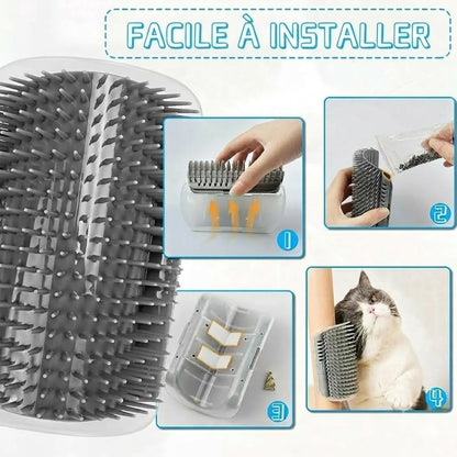 Brosse de massage auto-nettoyante pour coin de mur pour chat