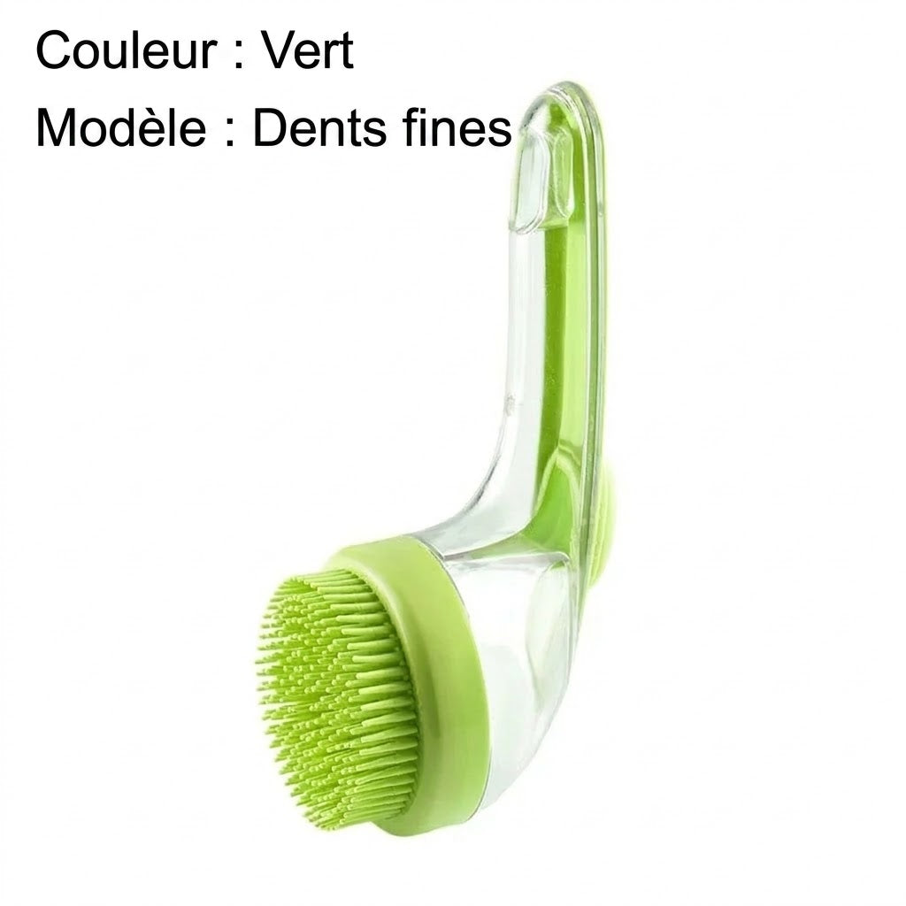 Brosse de bain pour animaux avec long manche et distributeur de shampoing