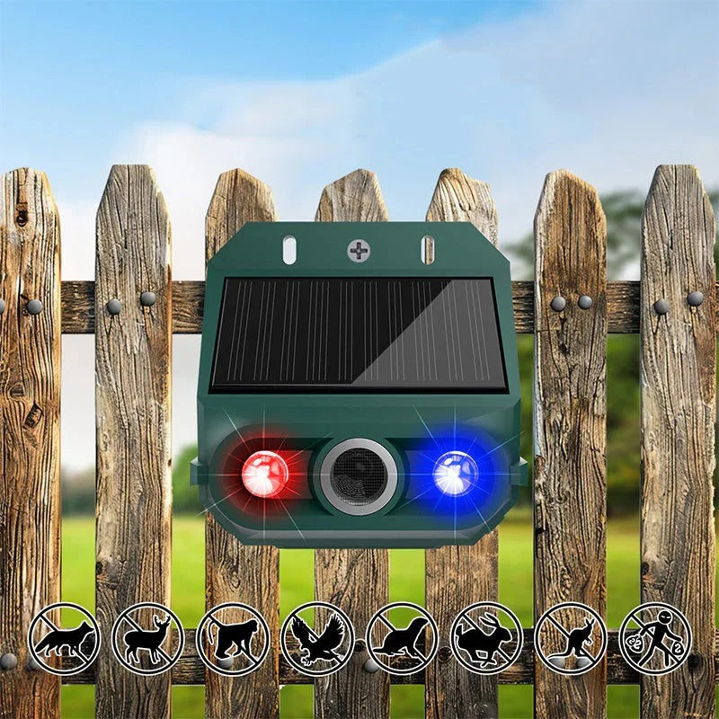 Répulsif animaux solaire – Ultrasons + flash lumineux