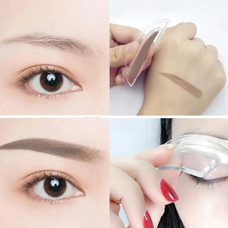Tampon à sourcils réglable instantanément avec poudre bicolore.