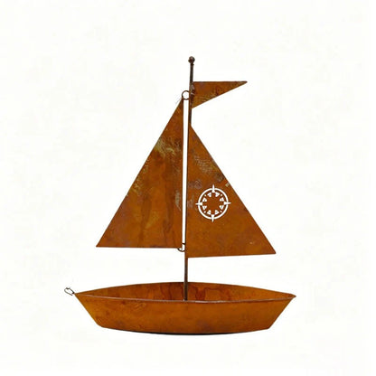 Jardinière voilier rustique en métal