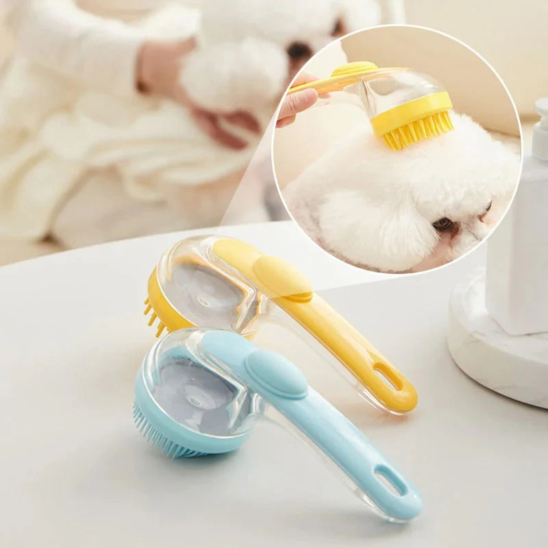 Brosse de bain pour animaux avec long manche et distributeur de shampoing