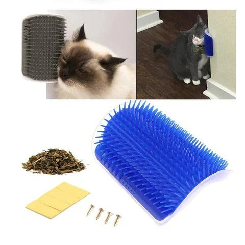 Brosse de massage auto-nettoyante pour coin de mur pour chat