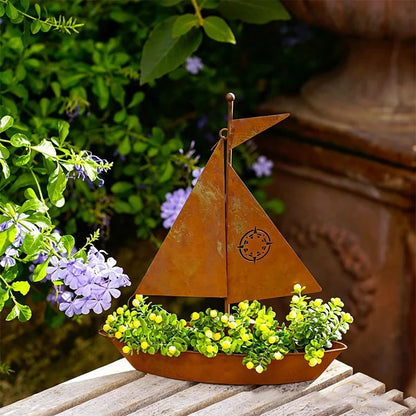 Jardinière voilier rustique en métal