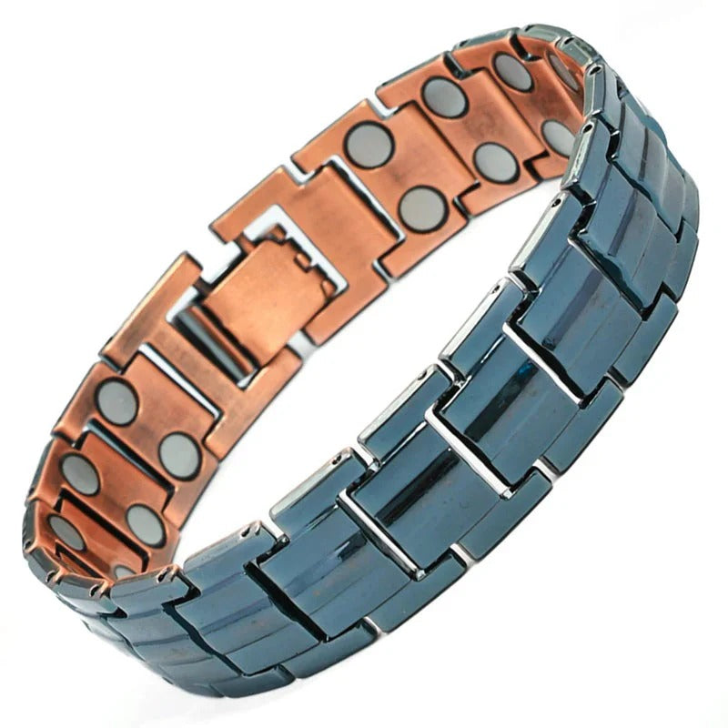 Bracelet rétro pour homme avec croix et fermoir magnétique double rangée