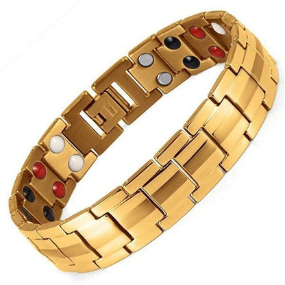 Bracelet rétro pour homme avec croix et fermoir magnétique double rangée