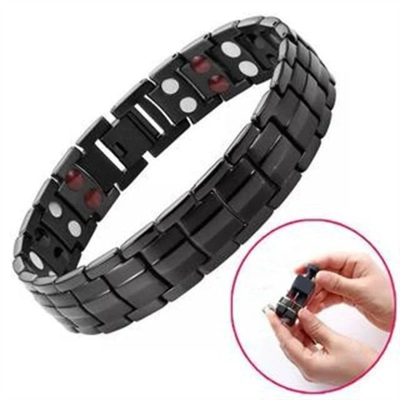 Bracelet rétro pour homme avec croix et fermoir magnétique double rangée