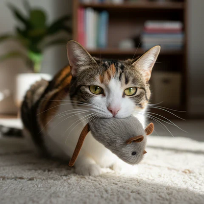 Jouet interactif en peluche réaliste pour chat