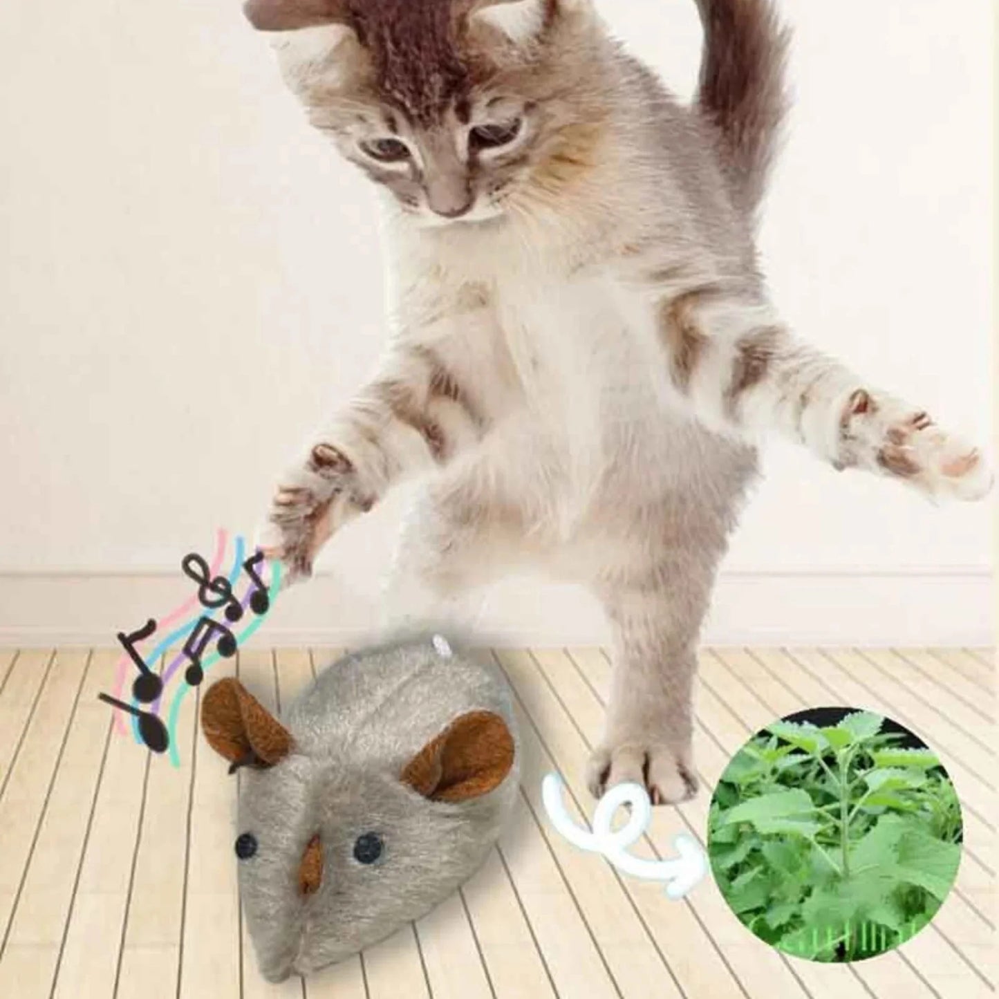 Jouet interactif en peluche réaliste pour chat